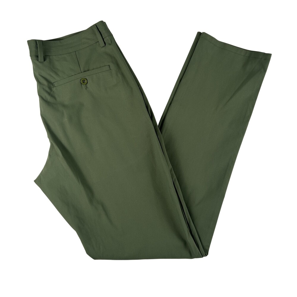 LIBIN Pants Mens 30x33 Green Stretch Microfiber Chino Slim Tapered Casual Golf